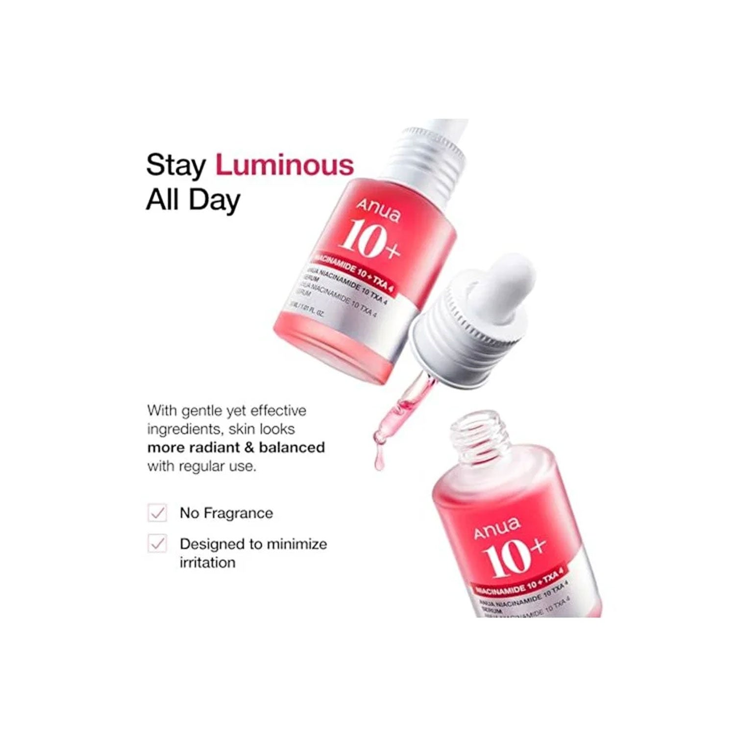 ANUA Pink Serum Duo for Glass Skin: Niacinamide + Tranexamic Acid Peach Niacinamide Serum