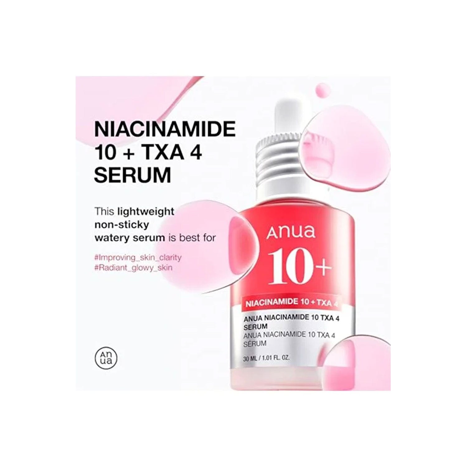 ANUA Pink Serum Duo for Glass Skin: Niacinamide + Tranexamic Acid Peach Niacinamide Serum