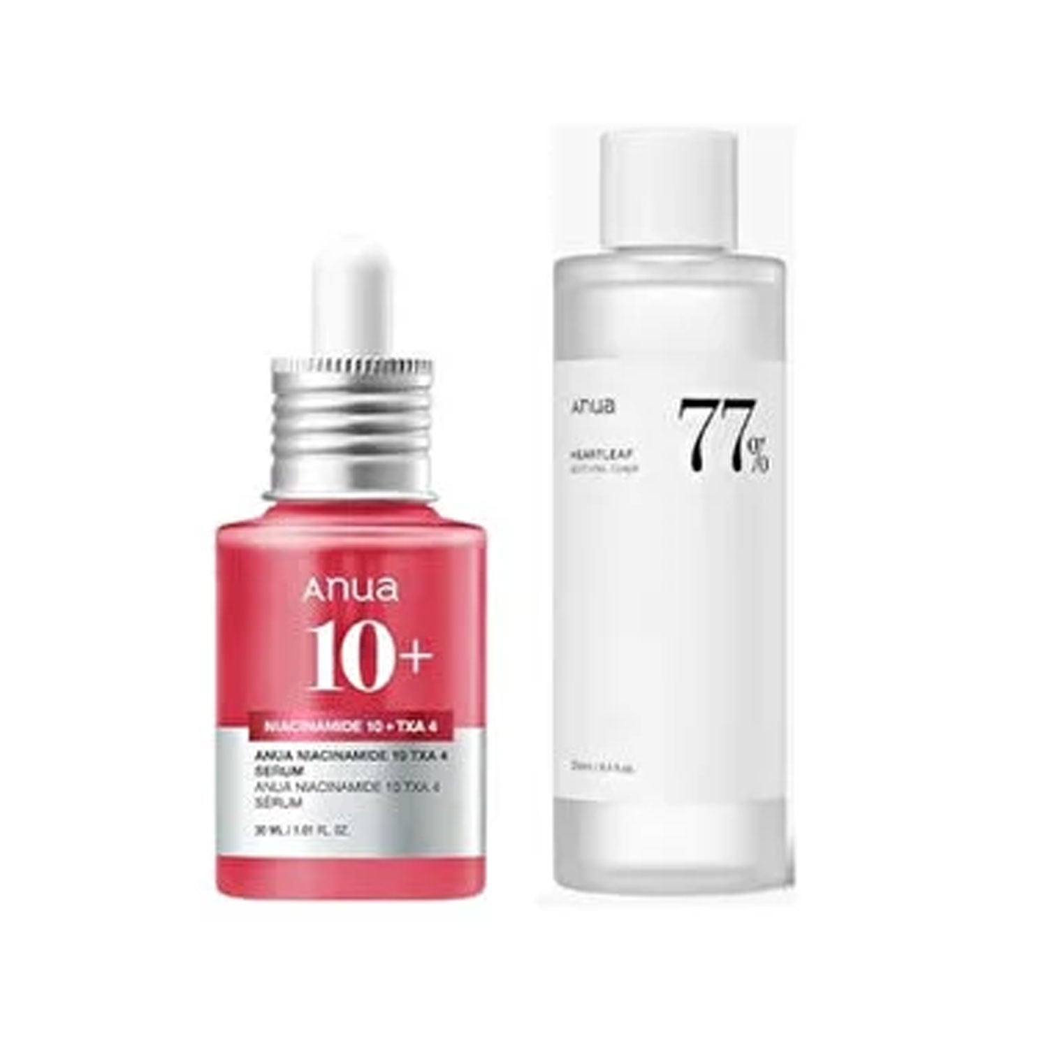 ANU Glass Skin Prep Duo, 10% Niacinamide 4% Tranexamic Acid Serum & Heartleaf 77 Soothing Toner F