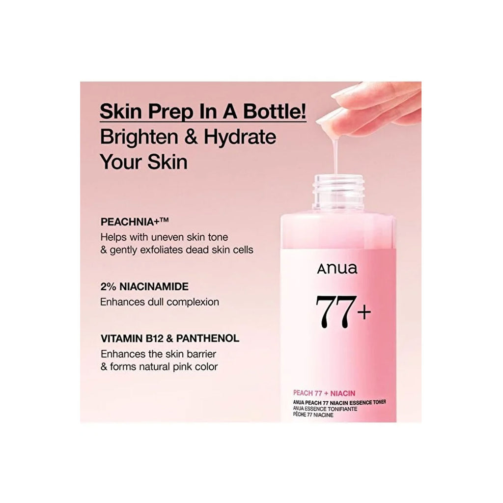ANUA Peach 77 Niacin Essence Toner, Facial Toner for Glass Skin, Niacinamide