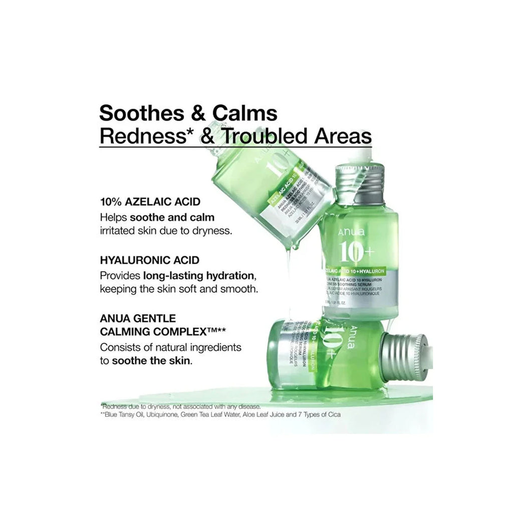 Anua Heartleaf Azelaic Acid 10% + Hyaluron Serum for Calm and Radiant Skin, 30ml