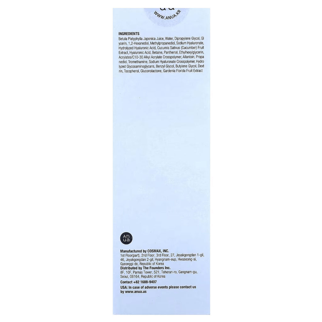Anua, Birch 70 Moisture Boosting Toner, 8.45 fl oz (250 ml)