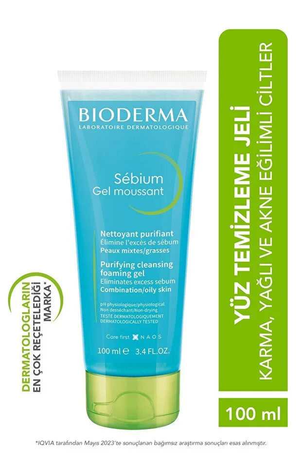 Bioderma Sebium Foaming Gel Facial Cleansing Gel for Combination, Oily and Acne Prone Skin 100 ml