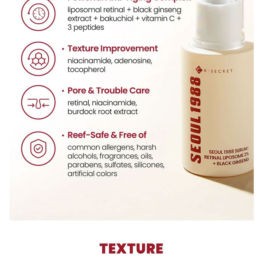 K-Secert Seoul 1988 Retinal Liposome 2% + Black Ginseng Serum