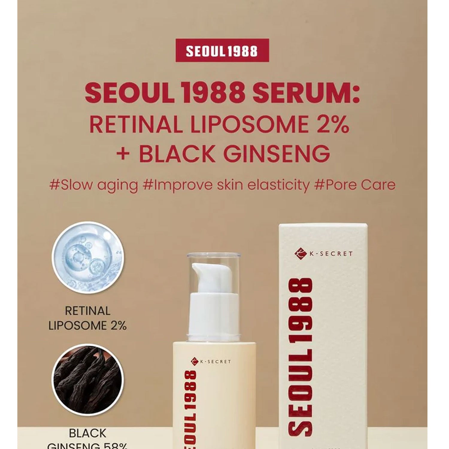 K-Secert Seoul 1988 Retinal Liposome 2% + Black Ginseng Serum