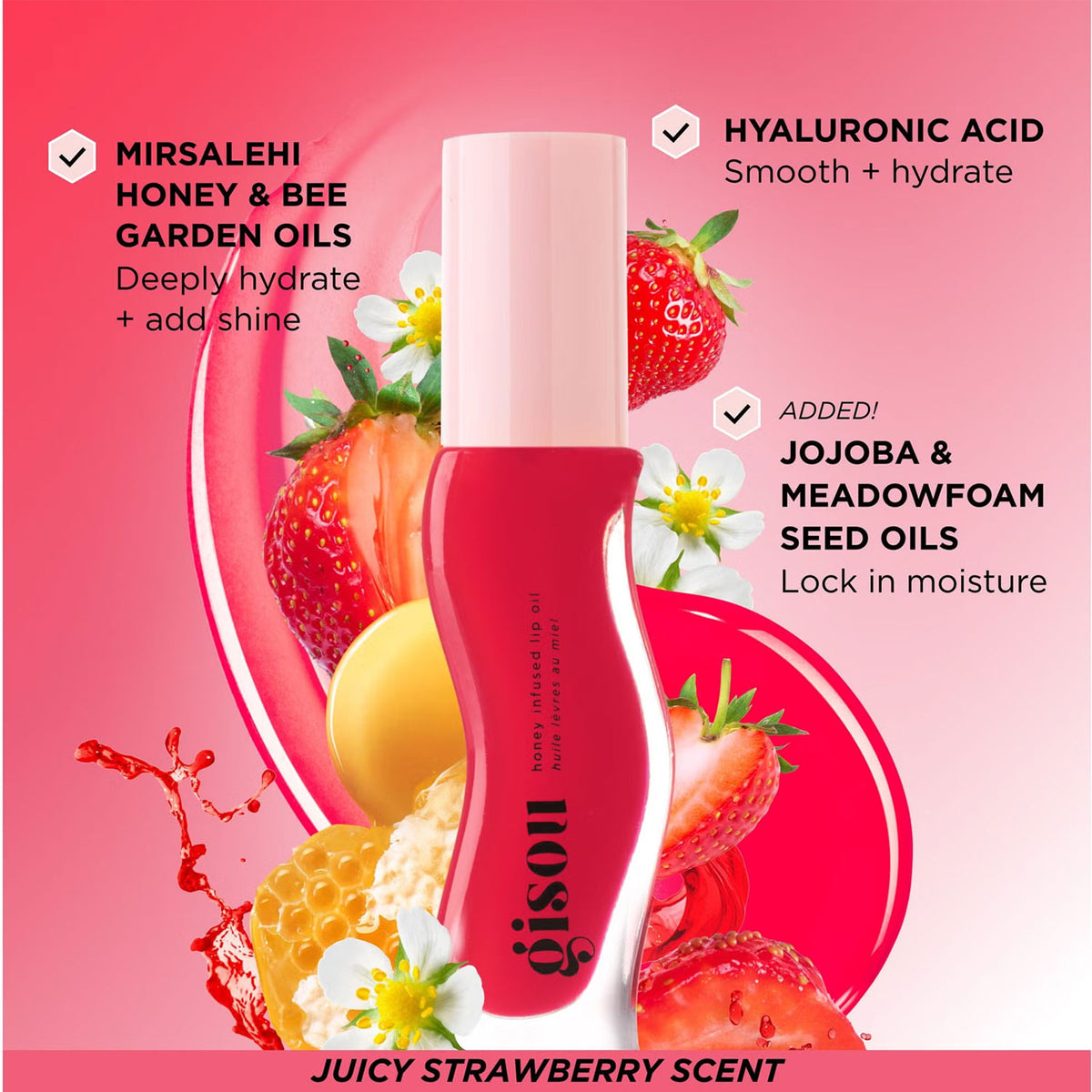 GisouHoney Infused Lip Oil - Strawberry Sorbet 8ml