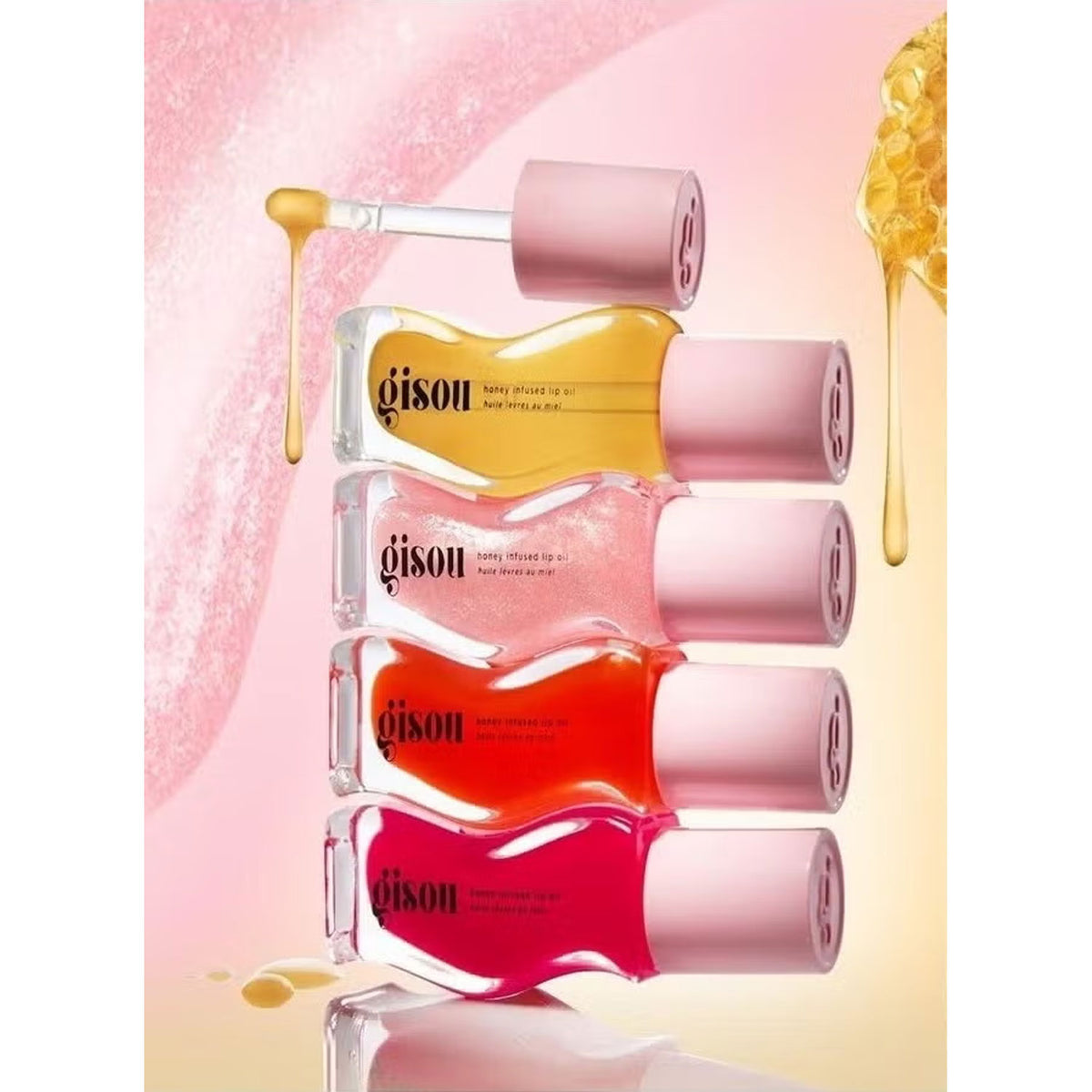 Honey Infused Lip Oil Strawberry Sorbet - Sheer Pinky Red, Hydrating &amp; Nourishing Lip Treatment
