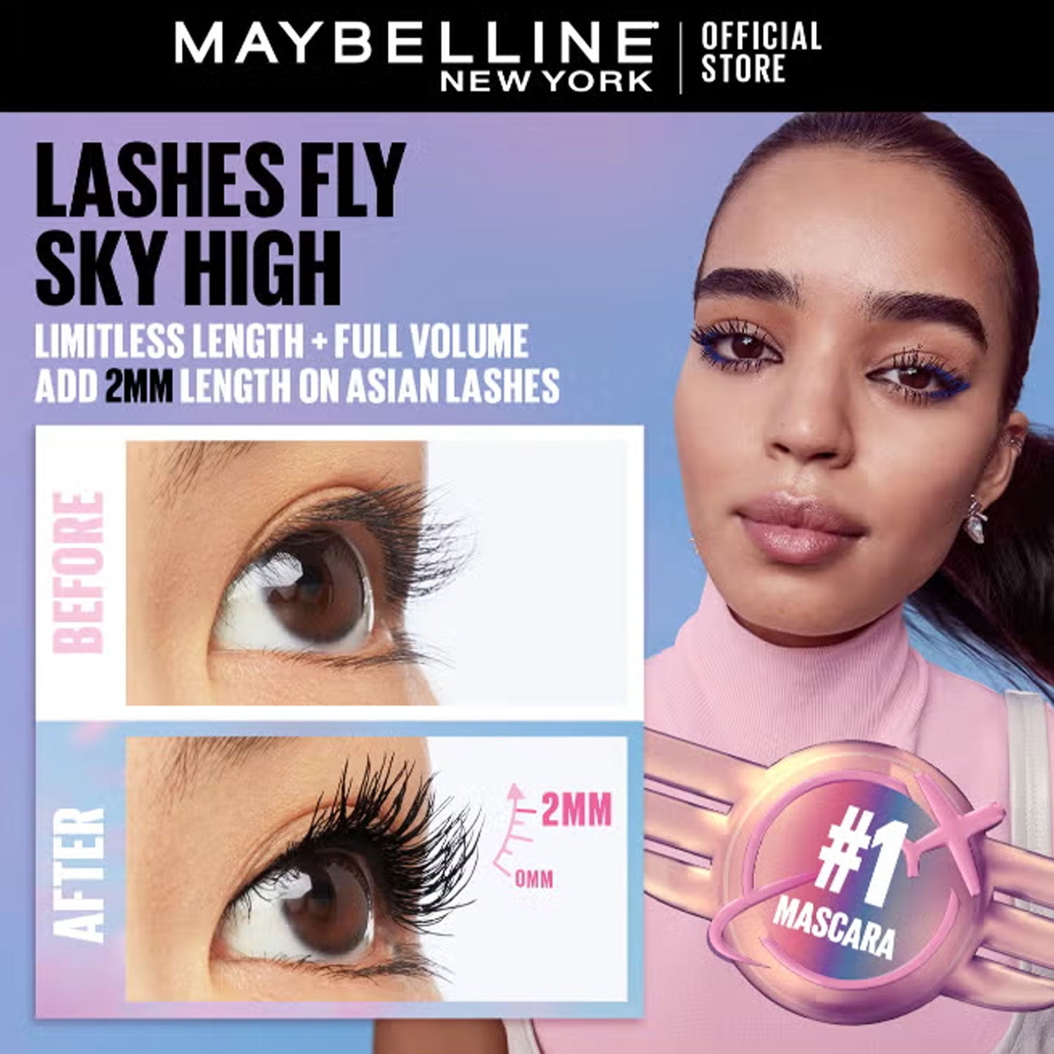 LASH SENSATIONAL SKY HIGH MASCARA, BLACK, 36H, LENGTHENING, VOLUMIZING