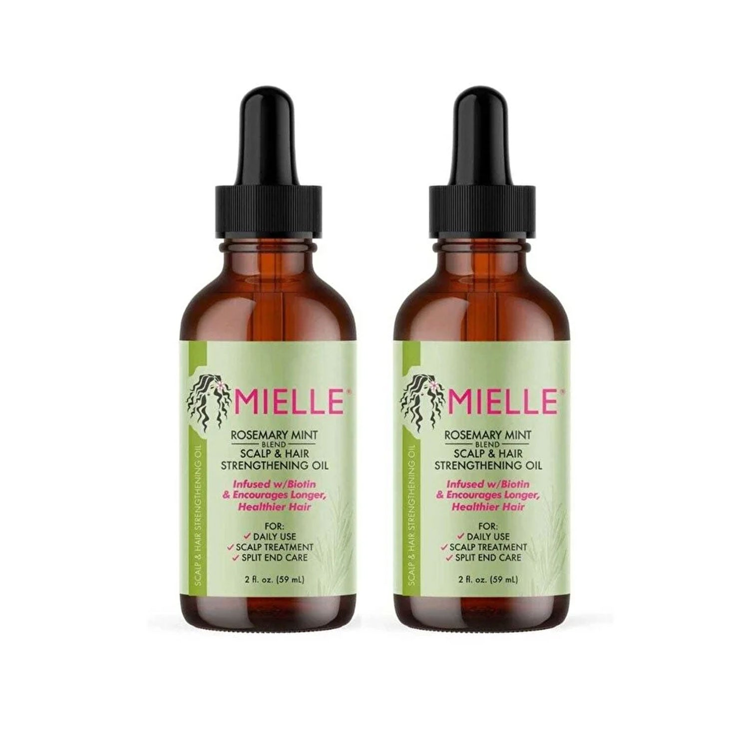 MIELLE Pack Of 2, Rosemary Mint Scalp And Hair Strengthening Oil - 59ml