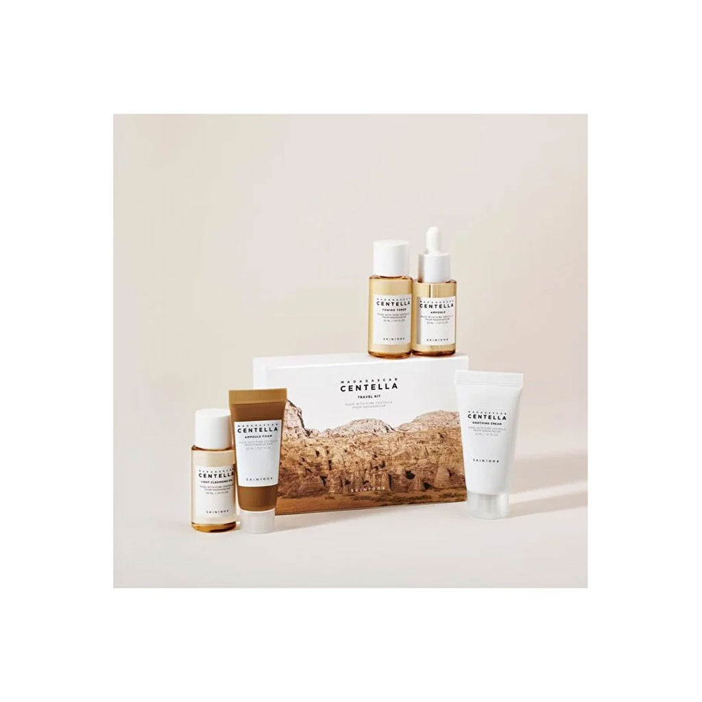 Madagascar Centella SKIN1004 Travel Kit, Toner, Ampoule, Soothing Cream, Cleansing Oil, Ampoule Foam