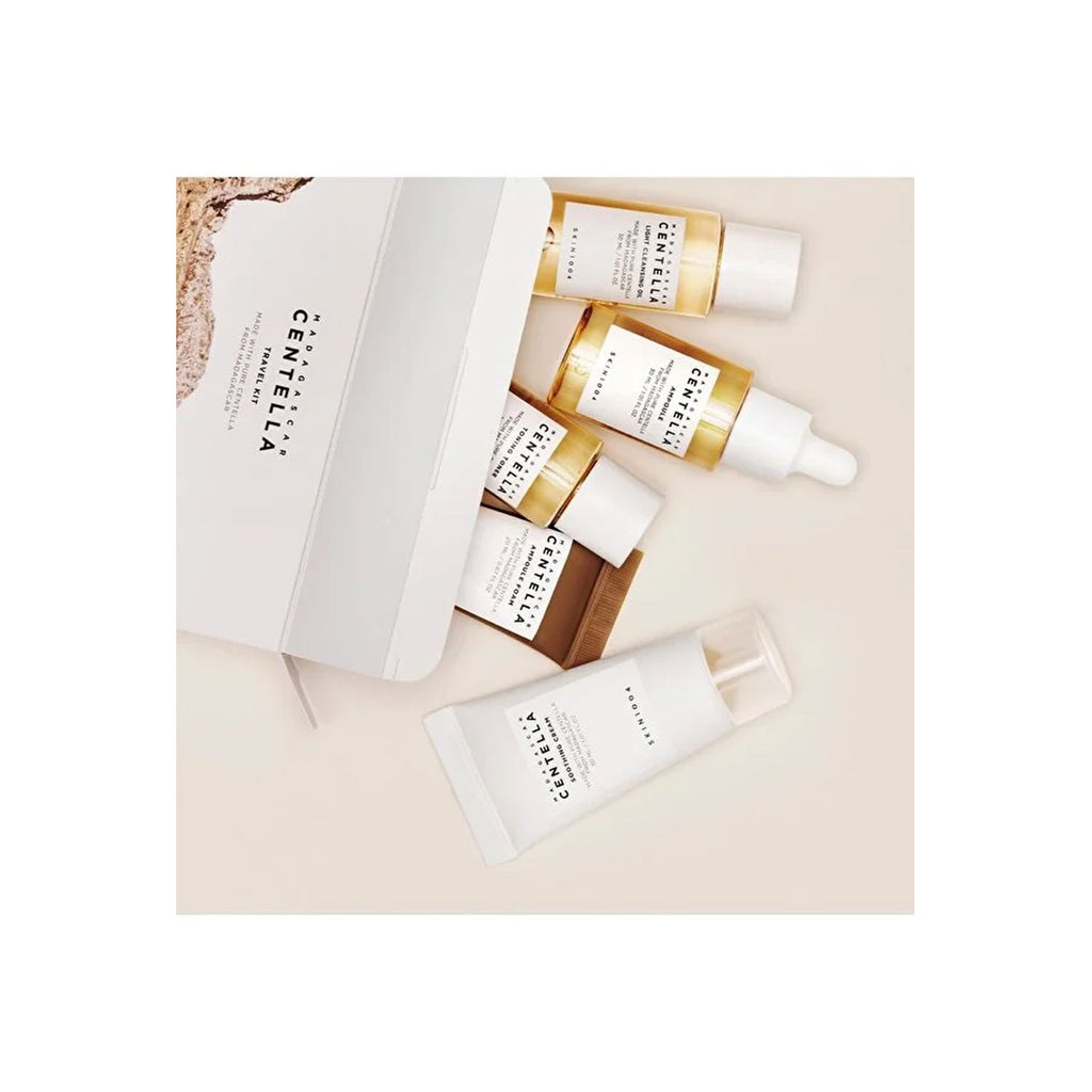 Madagascar Centella SKIN1004 Travel Kit, Toner, Ampoule, Soothing Cream, Cleansing Oil, Ampoule Foam