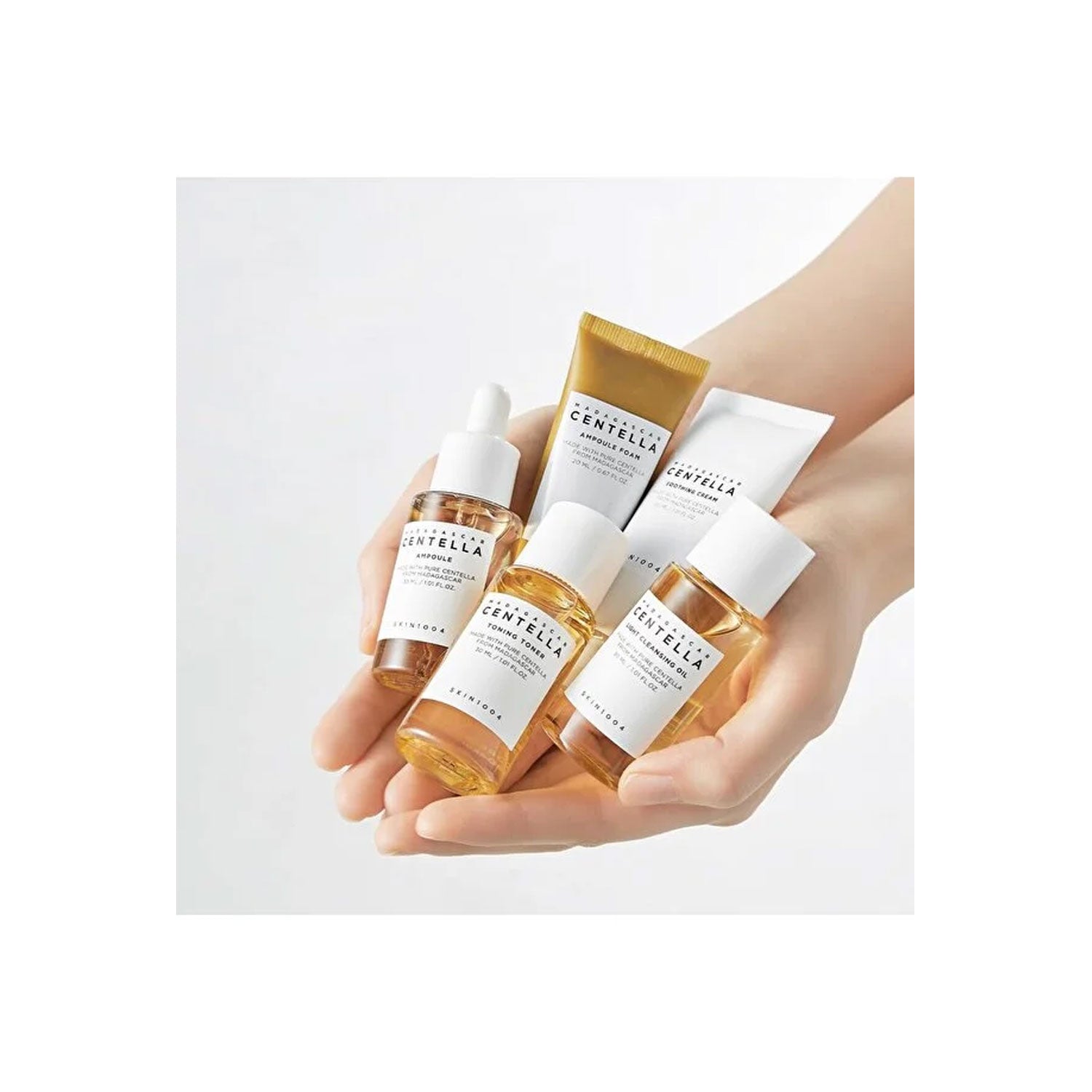 Madagascar Centella SKIN1004 Travel Kit, Toner, Ampoule, Soothing Cream, Cleansing Oil, Ampoule Foam