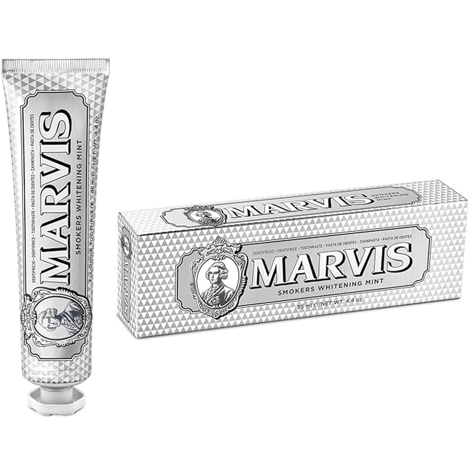 Marvis Smokers Whitening Toothpaste, Mint, 85ml, Promotes the Natural Whitening of the Teeth, Plaque Removal Toothpaste, Long-Lasting Freshness