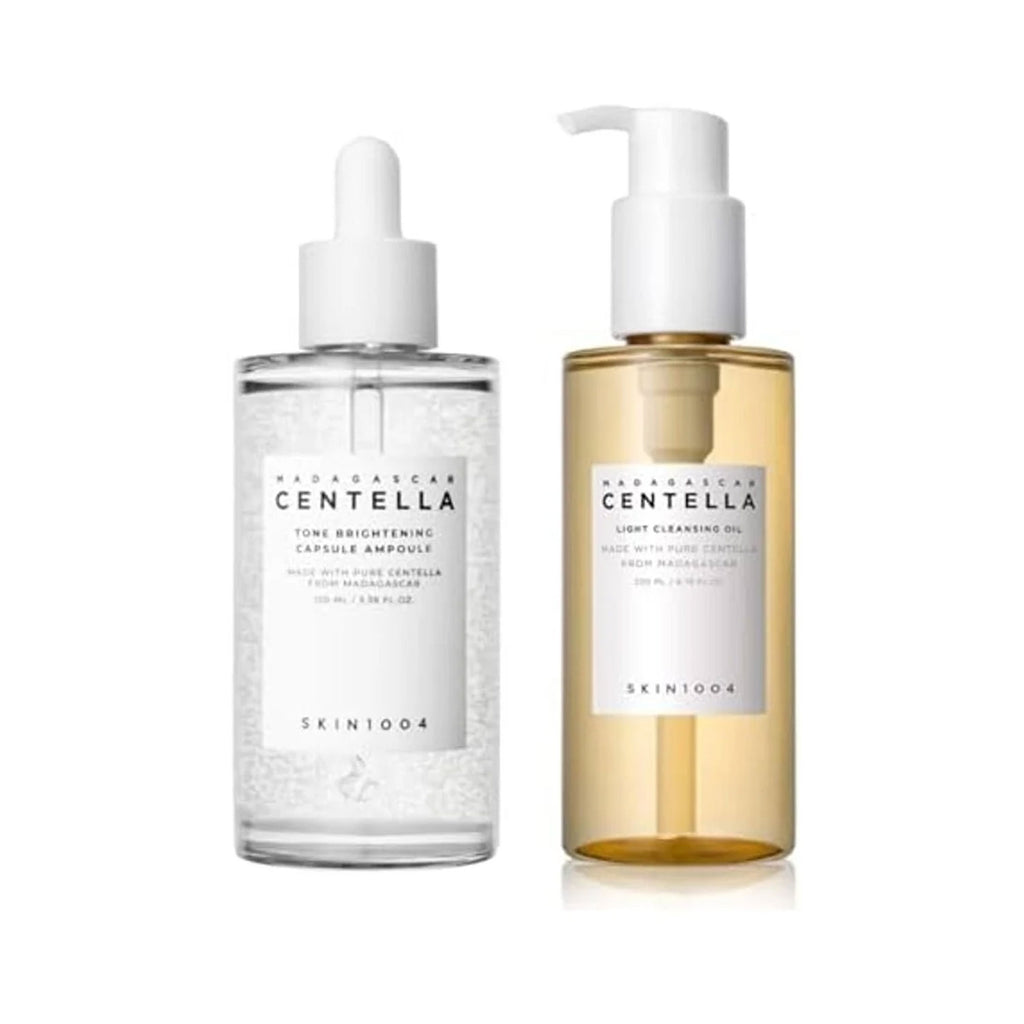 Skin1004 Madagascar Centella Tone Brightening Capsule Ampoule 100ml and Light Cleansing Oil 200ml Bu