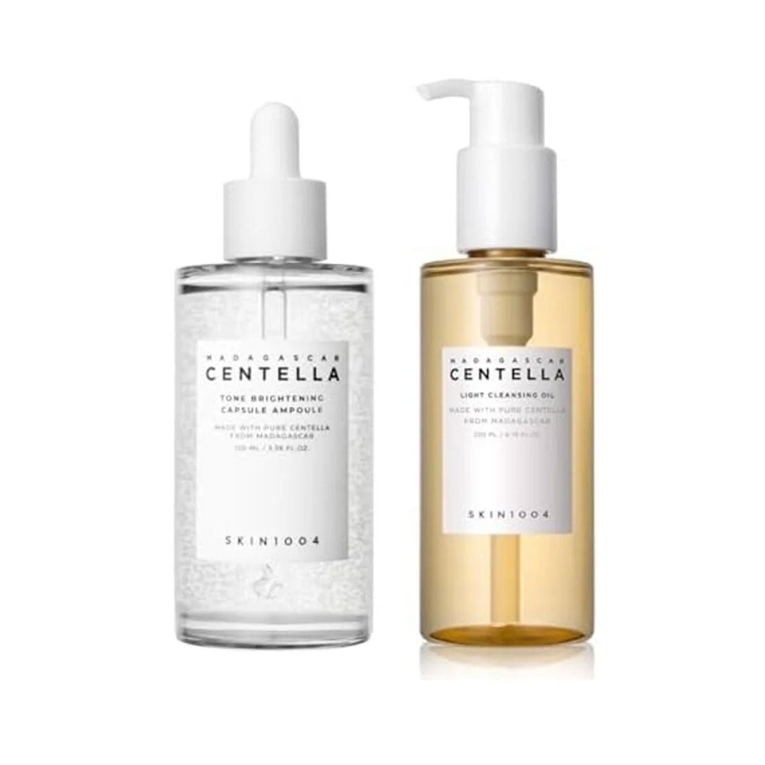 Skin1004 Madagascar Centella Tone Brightening Capsule Ampoule 100ml and Light Cleansing Oil 200ml Bu