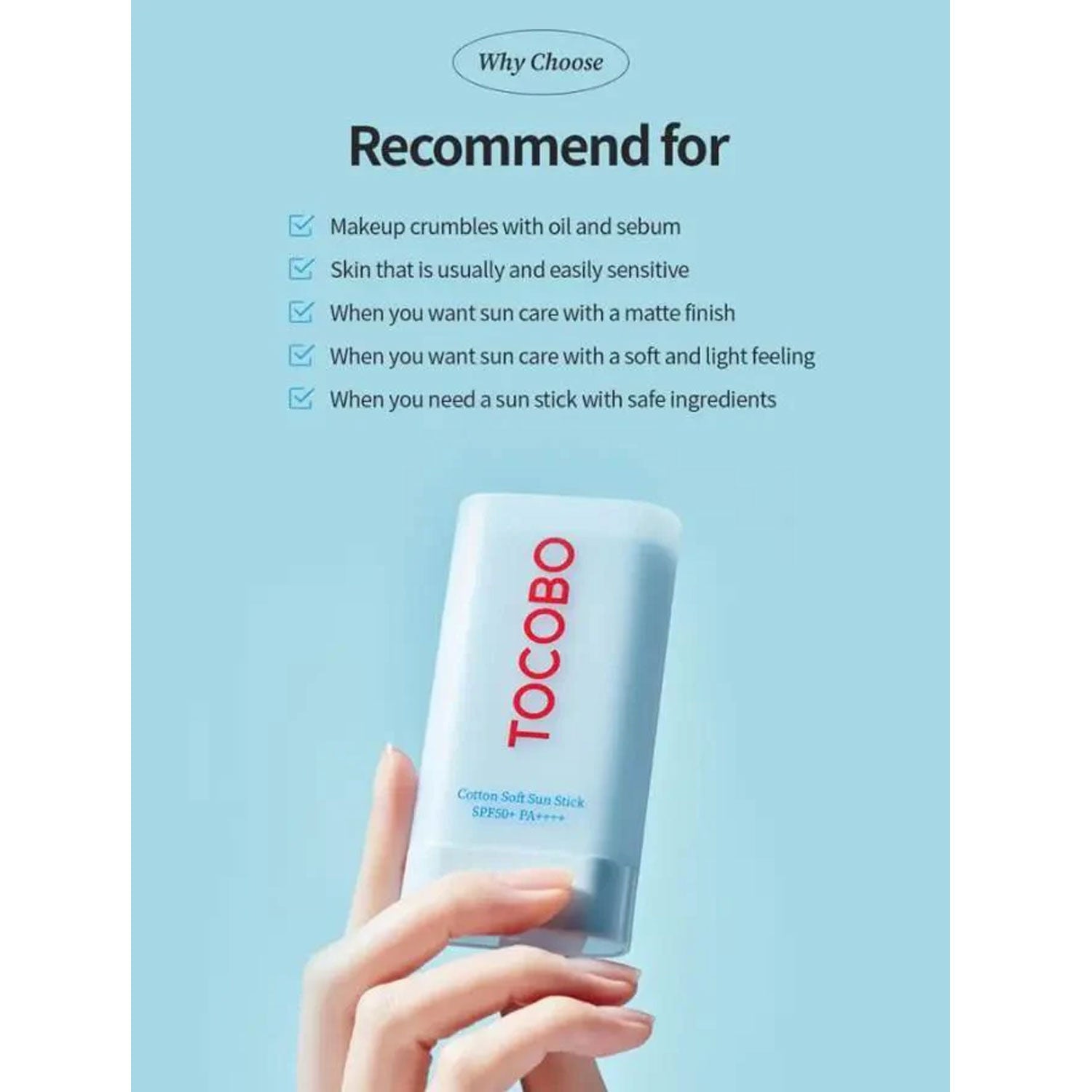 Cotton Soft Sun Stick SPF50+ PA++ | Lightweight Face Sunscreen