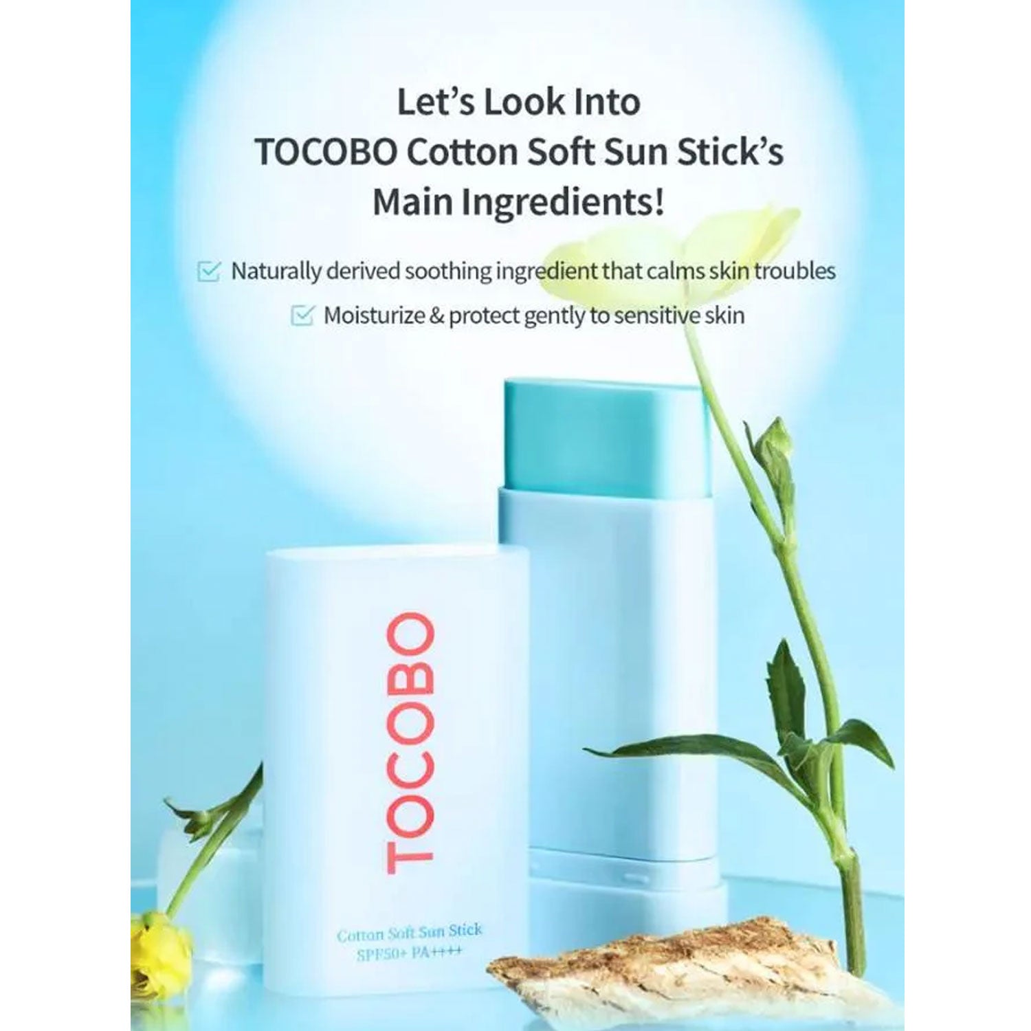 Cotton Soft Sun Stick SPF50+ PA++ | Lightweight Face Sunscreen