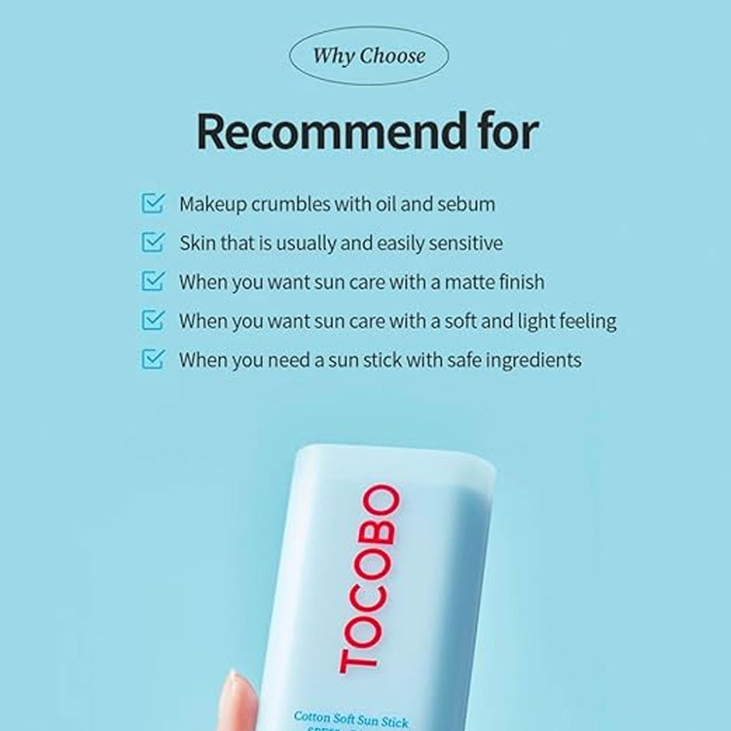 TOCOBO Tokubo Cotton Soft Sunscreen Stick SPF50+ PA++++ - 19g / 0.67oz