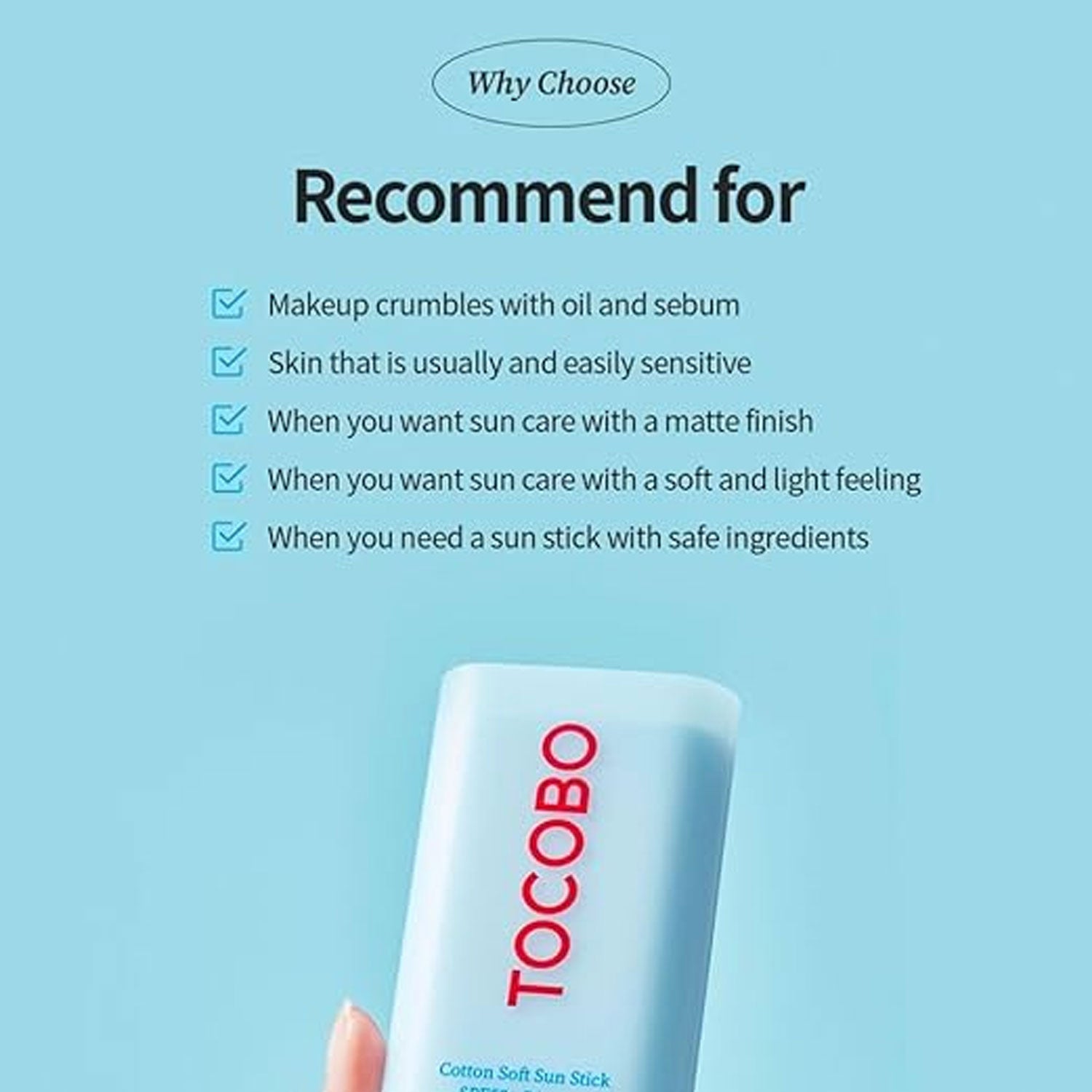 TOCOBO Tokubo Cotton Soft Sunscreen Stick SPF50+ PA++++ - 19g / 0.67oz