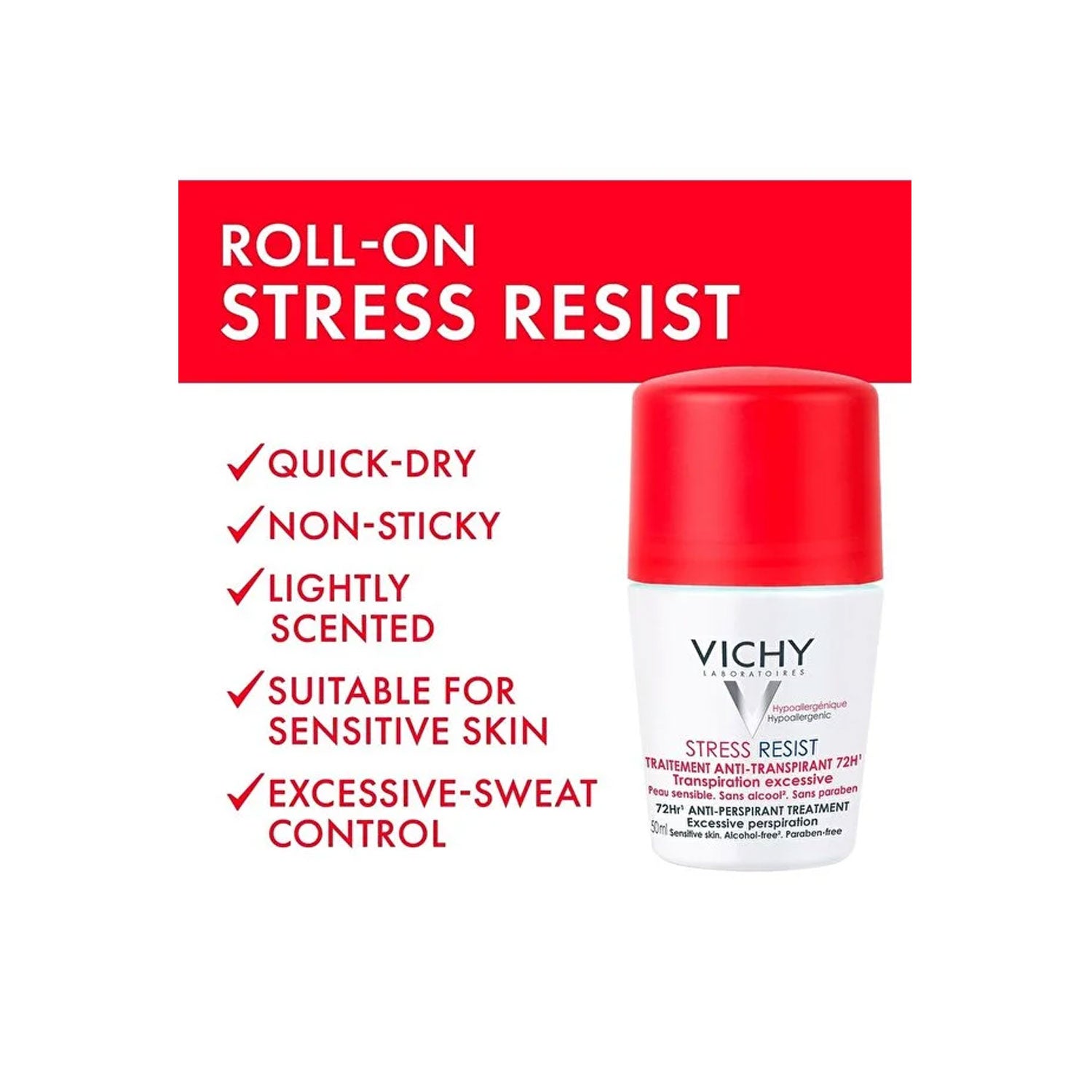 Vichy 72 Hours Stress Resist Excessive Perspiration Deodorant 50ml (2 x 50ml)